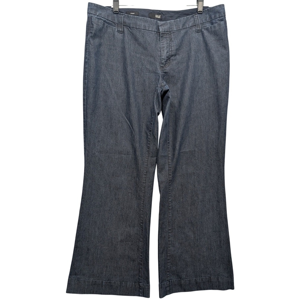 ana A New Approach Trouser Jeans Women 16 Blue Wide Leg Pinstripe